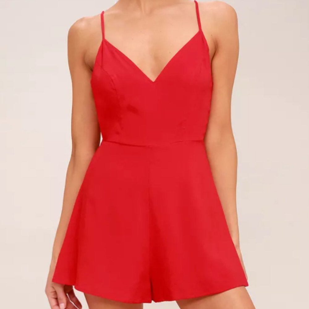 Lulus Roxanna Red Tie-Back Romper NWT